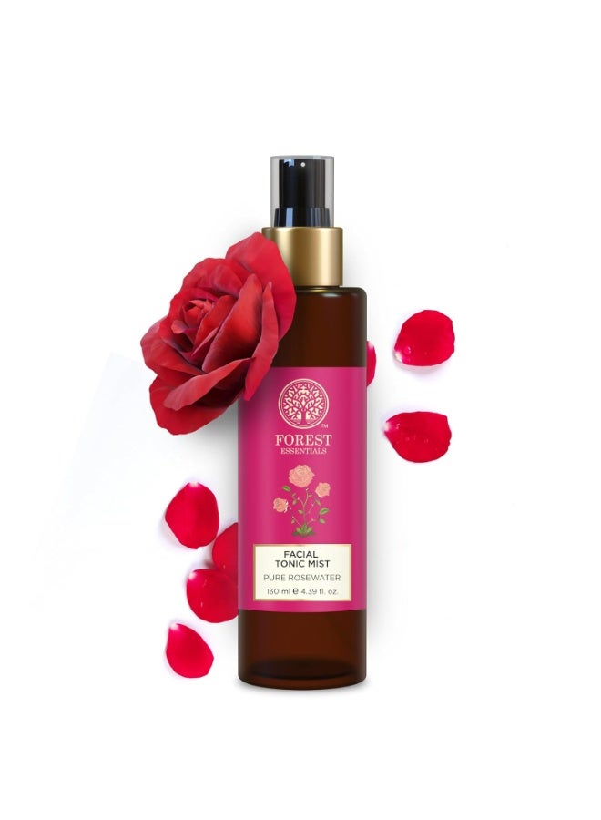 Forest Essentials Facial Tonic Mist with Pure Rosewater | Hydrating Steam Distilled Ayurvedic Toner for Fresh, Dewy Skin | Minimises Pores & Refreshes Skin 130 ml - Image 1